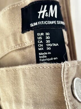 H&M Tan Slim-Fit Light Denim Jeans